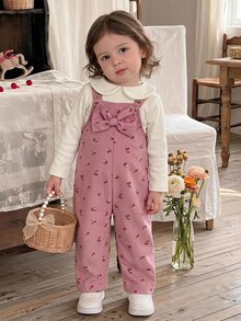 LMoss Kids 女嬰可愛秋冬蝴蝶結長袖連身衣 - 彩色 - 查看 2