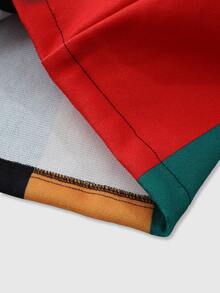 ROMWE MEN Street Life Men's Colorblock Striped Overcoat - Multicolor - View 6