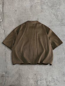 AXEPEAK 男士條紋短袖襯衫與長褲休閒日常穿搭 - 卡其色 - 查看 10