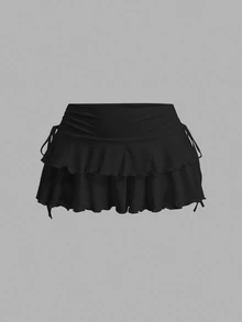 SHEIN EZwear 3件組女款復古圓點休閒極簡收腰A字裙，演唱會穿搭，郵輪俱樂部穿搭 - 彩色 - 查看 3