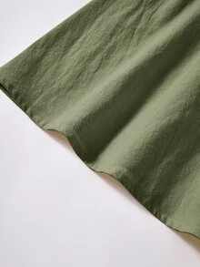 Rusticease 大尺碼女款純色彈性腰鈕扣設計休閒裙 - 綠色 - 查看 7