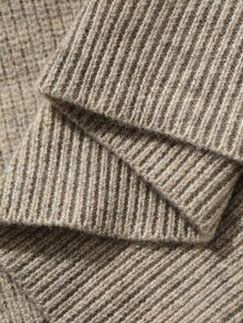 DAZY Spring/Autumn Khaki Marled Semi-High Round Neck Long Sleeve Cuffed Hem Men's Sweater - Khaki - View 3