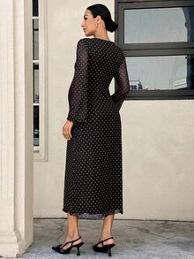 MaterniWear 孕婦波點休閒日常夏季旅行洋裝 - 黑色 - 查看 5