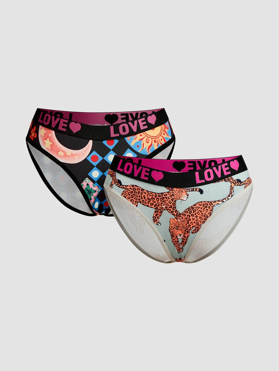 Chillnights Young Colorblock Leopard Plaid Sun Print Letter Webbing 2pcs/Set Women's Triangle Panties - Multicolor - View 1