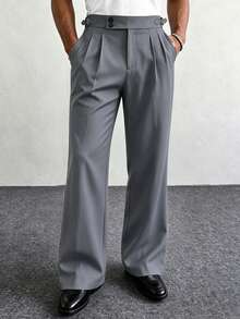 Manfinity Homme Men's Black Flared Fashion Casual Pants - Grey - View 1