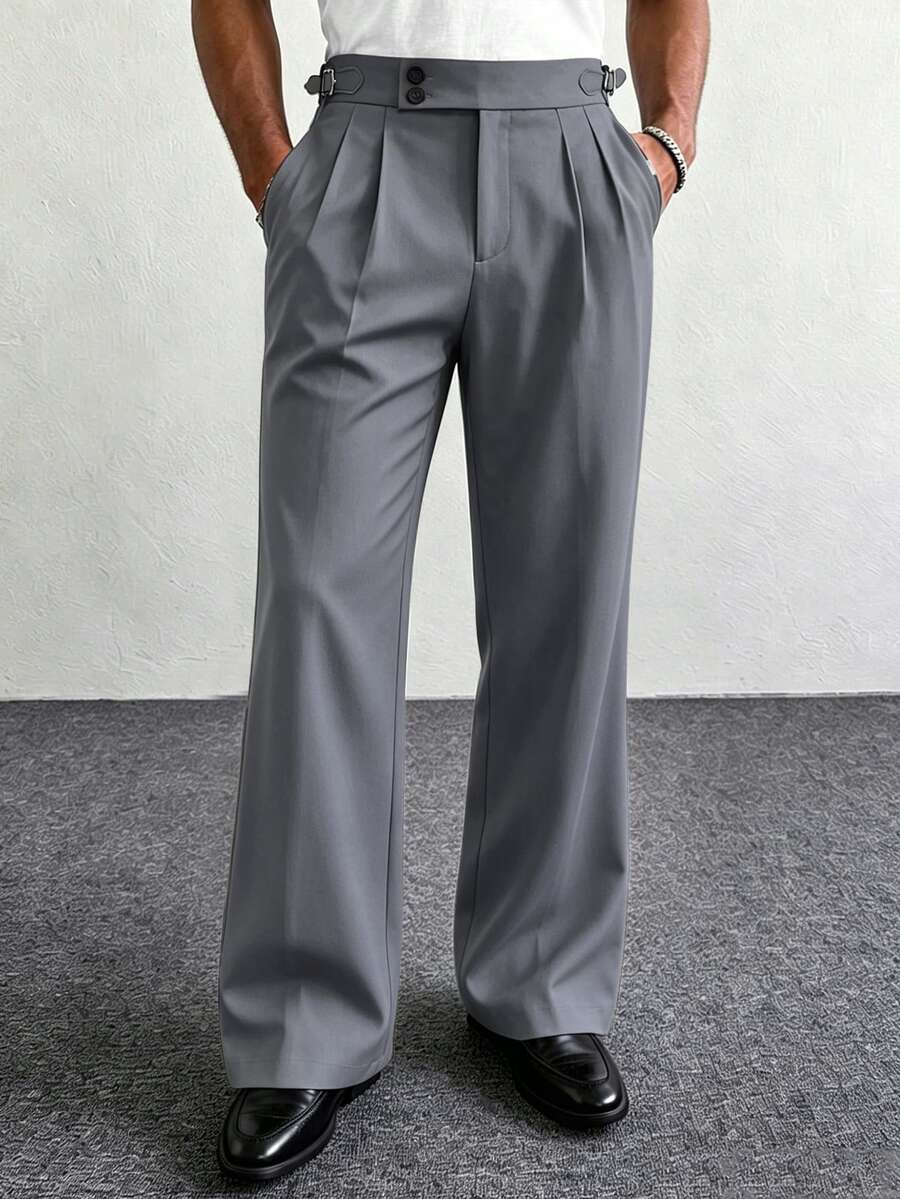 Manfinity Homme Men's Black Flared Fashion Casual Pants - Grey - View 1