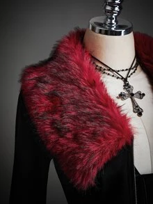 SHEIN ICON 女款毛領長袖前拉鍊時尚夾克 - 黑色 - 查看 4
