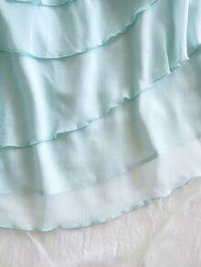 Soleia Plus Size Women's Solid Color Multi-Layer Ruffle Fashion Top - Baby Blue - View 4