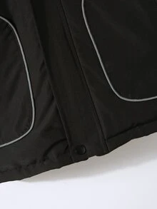 SHEIN 青少年男孩長袖拉鍊休閒連帽冬季夾克 - 黑色 - 查看 8