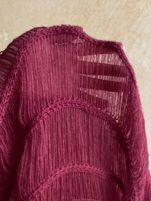 Soleia Women's Plus Size Yellow Pullover Knit Sweater Fall - Red Violet - View 7