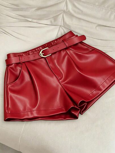 Franclia Plus Size Women's Solid Color Pocket Casual Versatile Daily Shorts