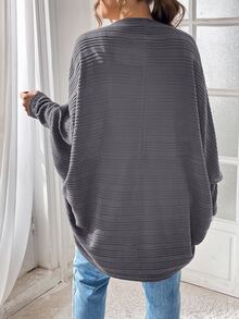 Shapeblank Cardigan Lengan Panjang Wanita Ukuran Besar Warna Polos Kasual Elegan Serbaguna untuk Sehari-hari, Cocok untuk Guru, Acara Formal, dan Keluar Rumah Warna Abu-abu Musim Gugur - Dark Grey - View 2