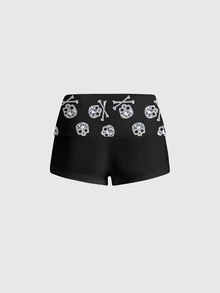 ROMWE Gothic Dark Horror Sexy Low-Cut Women's Shorts - Black - View 2