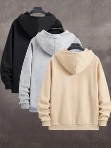 SHEIN 3件組，買一送一，兒童男孩女孩休閒連帽衛衣，長袖基本款 - 彩色 - 查看 2