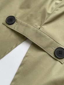 Maweii Plus Size Women's Side Slit 3/4 Sleeve Trench Coat Fall - Khaki - View 7