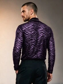ZURIURI Men's Semi-Sheer Casual Long Sleeve T-Shirt - Purple - View 2