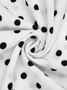 Sweetra Plus Size Halter Neck Polka Dot Sleeveless Flared Blouse - White - View 6