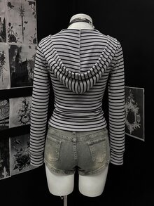 SHEIN Unity 女款休閒條紋連帽衛衣 - 彩色 - 查看 2