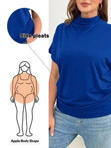 Shapeblank 大尺碼純色極簡百搭日常穿著T恤 - 寶藍色 - 查看 1
