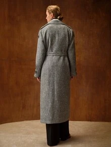 MOTF PREMIUM WOMEN'S DOUBLE-BREASTED NOTCHED LAPEL OVERCOAT - Coffee Brown - View 7