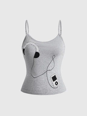 Y2K Plus Size Women's 3D Applique Fitted Versatile Everyday Camisole Tank Top
