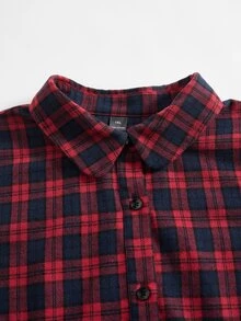 Rusticease Plus Size Plaid Lapel Long Sleeve Button Front Ruffle Trim Casual Shirt Dress Fall Winter 2026 - Multicolor - View 4