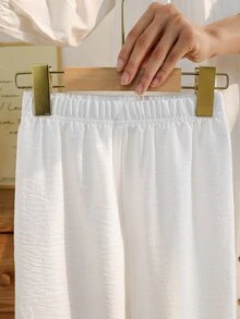 SHEIN Vintaside Kids 2件組少女甜美公主風草莓印花無袖背心與配套長褲套裝，粉色條紋＋3D草莓刺繡＋荷葉領，吸睛設計，適合派對、家庭活動、日常穿著、開學季 - 白色 - 查看 8