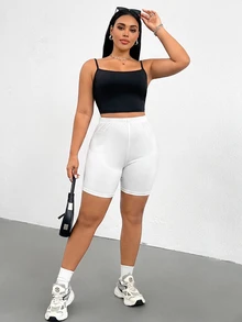 SHEIN Essnce 3件組大尺碼極簡休閒修身內搭短褲 - 彩色 - 查看 7