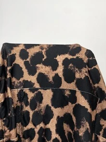 SHEIN Essnce 大尺碼女款純色上衣搭配豹紋短褲休閒日常兩件套 - 棕色 - 查看 7