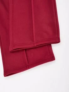 SHEIN 青少年女孩長袖抓絨冬季3件套套裝，復古、寬鬆、針織、休閒、極簡、度假穿搭 - 酒紅色 - 查看 5