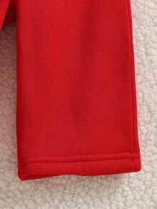 SHEIN 2件組女嬰紅色條紋抓絨內裡加厚草莓3D裝飾圓領長袖套頭上衣 + 毛茸茸休閒直筒長褲，可愛時尚保暖毛絨套裝，適合冬季日常穿著、上學、旅行、度假及各種場合 - 彩色 - 查看 11