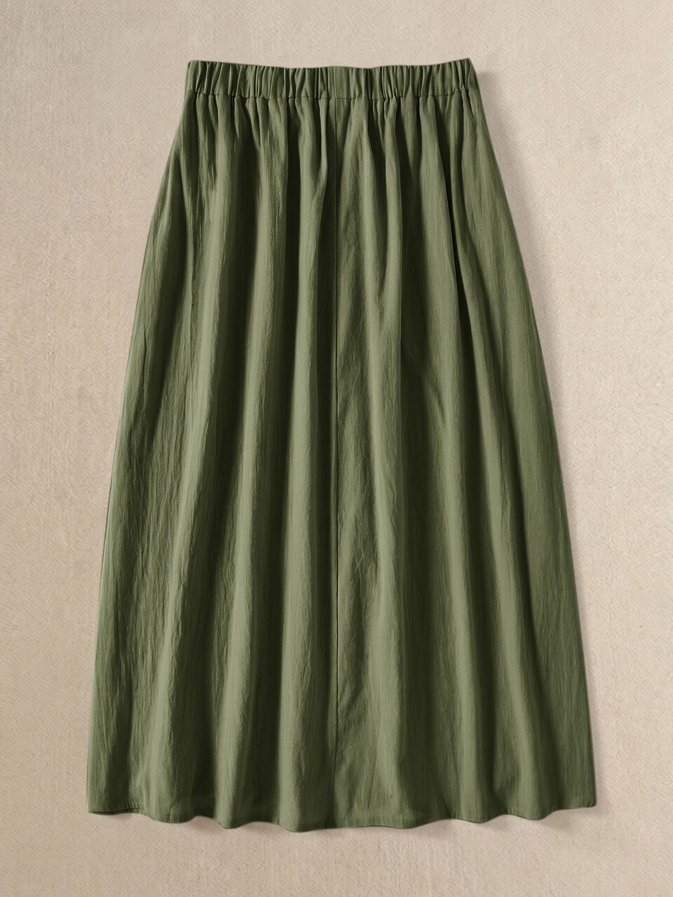 Plus Size Women's Solid Color Elastic Waist Button Design Casual Skirt