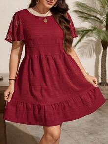 SHEIN LUNE Plus Size Dresses - Burgundy - View 1