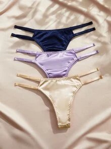Charlaine French Romantic Women's Fashion Charming Thong Panties 3pcs/Set - Multicolor - View 2