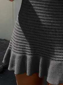 Flora Isola Flora Isola Spring/Summer Beach Casual Vacation Style Sleeveless V-Neck Backless Knit Dress For Women - Dark Grey - View 5