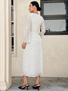 MaterniWear 孕婦波點休閒日常夏季旅行洋裝 - 白色 - 查看 5