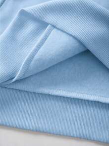 Daypath Blue Knit Standard Size Men's Loose Drop Shoulder Thick Hoodie - Blue - View 5