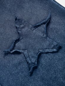 SHEIN 青少年男孩休閒水洗星星拼接運動長褲 - 藏蓝色 - 查看 7