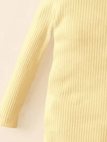 Baby Girl Rib-Knit Turtleneck Autumn Bodysuit - Mustard Yellow - View 3