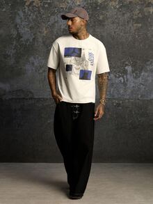 BATMAN X SHEIN Men's Hip-Hop Letter Print Crew Neck Short Sleeve T-Shirt, Casual - Apricot - View 8