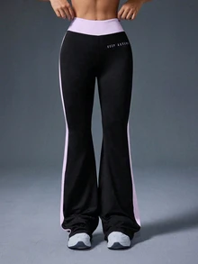 Eassivo Eassivo Women's Colorblock Patchwork Flare Leg Sports Pants - Multicolor - View 4