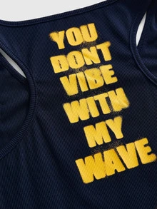 ROMWE Y2K Aesthetic Letter Slogan Graphic Print Women's Racerback Tank Top - Navy Blue - View 4