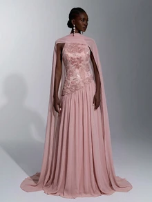 Elitara Elegante vestido de noche formal romántico de tela de gasa con ...
