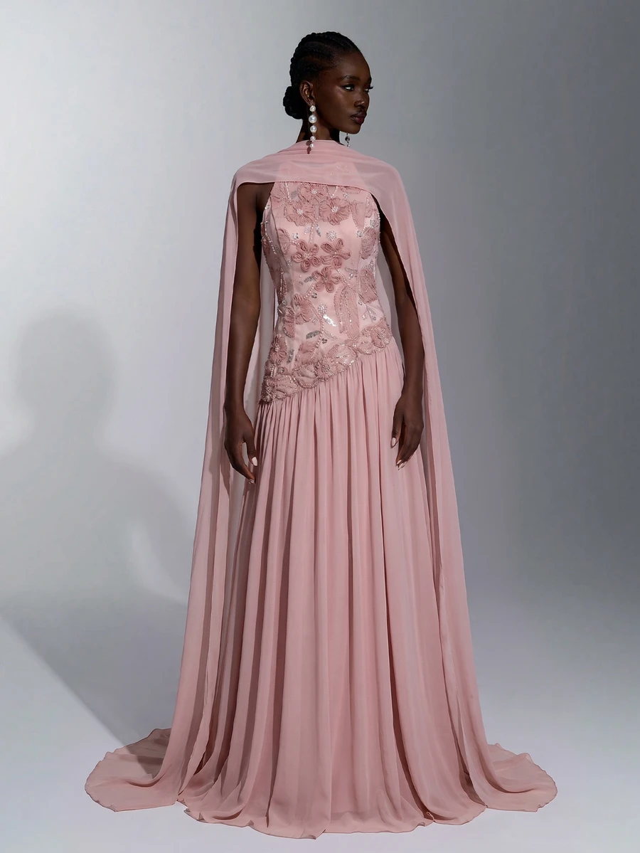 Elitara Elegante vestido de noche formal romántico de tela de gasa con ...