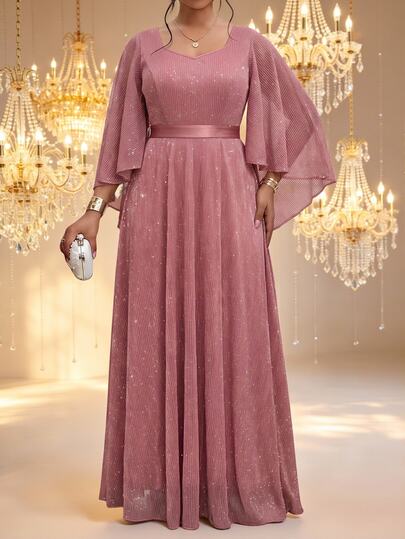 Fleurora Plus Size Elegant Party Sequin Dress