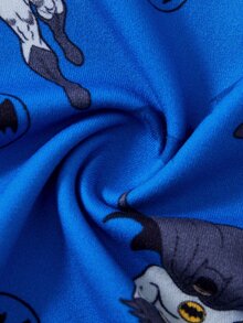 BATMAN X SHEIN Baby Boys Cartoon Print Romper - Blue - View 7