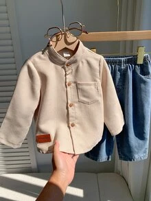 SHEIN 男嬰字母印花長袖上衣與牛仔褲休閒套裝 - 彩色 - 查看 3