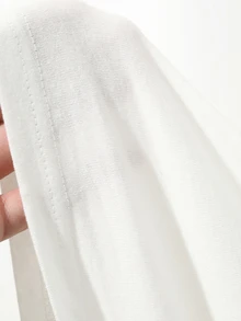 DAZY Autumn Casual Solid Color Asymmetric Collar T-Shirt - White - View 6