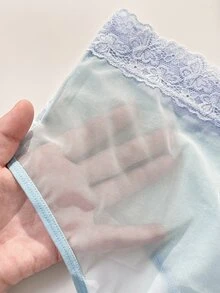 PetitDoll 1pc Fashion Lace Patchwork Panties - Baby Blue - View 5