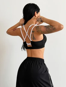 Coolane Women's Ultra Short Top & Long Pants Sports Set - Black and White - View 2